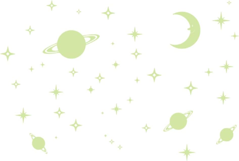 Wall Tattoo Paneten Glow-in-The-Dark Luminous Fluorescent Stickers Assorted Designs Nursery Light Switch Wall Sticker Baby Bedroom Night Glow (Dots)