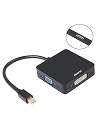 Benfei - Adaptador mini DisplayPort a HDMI DVI VGA 4 K, 3 en 1, Mini Dp a HDMI DVI VGA macho a hembra, cable chapado en oro para MacBook Air, Mac Mini, Microsoft Surface Pro 3 4