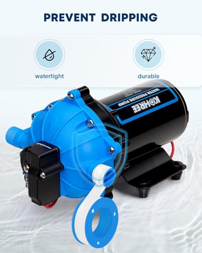 2026 Upgraded Kohree RV Fresh Water Pump 7.5 GPM 70 PSI, 12V DC Water Pump, Self-Priming, Five Chamber Diaphragm Water Pump with Heavy Duty Pressure Switch and Strainer for RV, Marine, Yacht, Caravan