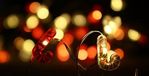 Mogou LED String Lights 20 Super Bright Warm White Color LEDs Fitted into Christmas Candy Canes on 7.5 Ft Ultra Thin Silver Wire 3AA Battery Operated For Home Bedroom Party Tree