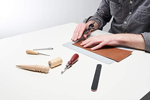Leather Tools for DIY Leather Project | The Leather Sewing Kit Includes the Required Leather Working Tools, Veg Tan Leather and Video Instructions | Best gift for men, dad gifts