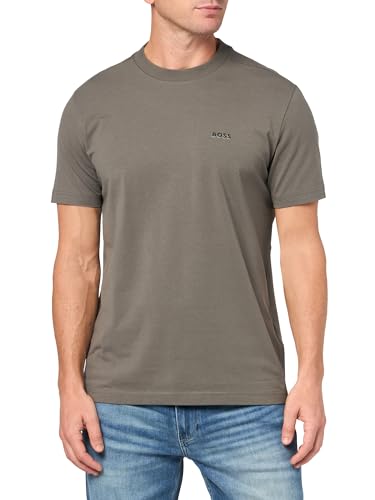 BOSS Contrast Logo Cotton Stretch T-Shirt, Moonrock Grey, S