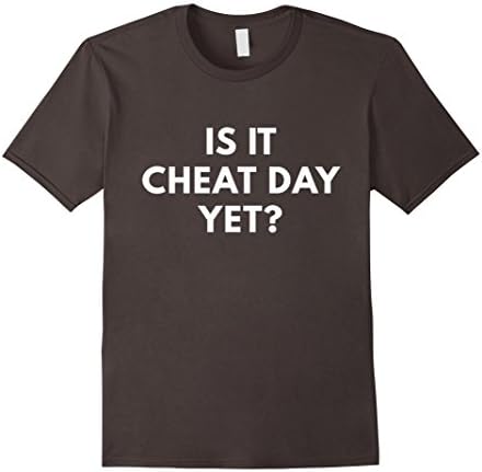 Men's Is It Cheat Day Yet shirt - Funny bodybuilding weightlifting Medium Asphalt