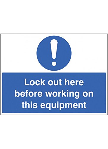 Caledonia Signs 16247Q"Lockout Here Before Working on this Equipment" Sign, Rigid Plastic, 600 mm x 450 mm
