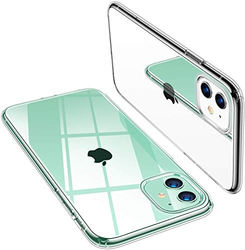 Enflamo Crystal Clear Case Soft Back Cover Case with Electroplated Frame Bumper Ultra Slim TPU Gel Case for iPhone 11 (i