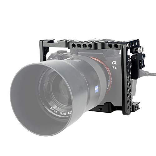 NICEYRIG A7RIII/ A7II/ A7RII/ A7SII/ A7MIII/ A7III Camera Cage Kit with HDMI Cable Lock Rosette Right Side Compatible with Sony A7II/ A7RII/ A7RIII/ A7SII/ A7MIII/ A7III