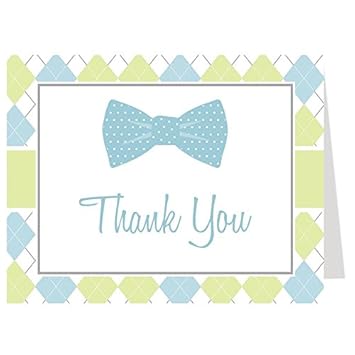 Amazon Com Baby Shower Thank You Cards Baby Boy Argyle Bow Tie