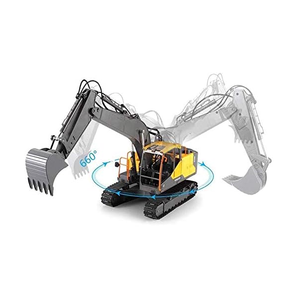 LKNJLL Fernbedienung Bagger Spielzeug-LKW, 1/16 Scale RC Bagger Baufahrzeuge for Jungen, Mädchen, Kinder RC Traktor mit… – Bild 5