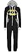 URAQT Unisex Batman Superman Print Hooded Zip Front All In One Piece Onesie Jumpsuit Black