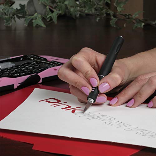 Pink Power Craft Hobby Knife Set with Blades, Screwdriver & Tweezers for Scrapbooking & Art Creation (18 Piece)