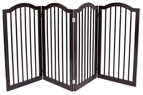 Internet's Best Pet Gate with Arched Top - 4 Panel - 36 Inch Tall Fence - Free Standing Folding Z Shape Indoor Doorway Hall Stairs Dog Puppy Gate - Fully Assembled - Espresso - MDF