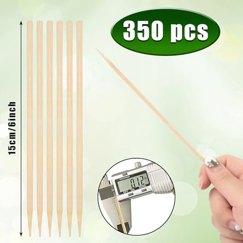 HAKSEN 350PCS Bamboo Sticks for Candy Apple, Candy Apple Sticks Skewers Semi-point Sticks for Caramel Apple Corn Dog Cake Pop Fruit Chocolate Fountain Appetizers
