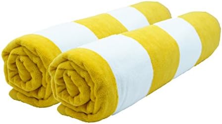 AL-R Lara Cabana 100% Turkish Cotton Beach Towel Pool Spa Bath Extra Soft & Large (35" x60) by Corner4Shop (Yellow 2 Pack)