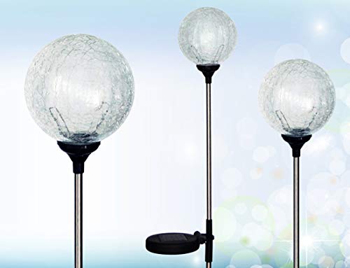 Solaration Crackle Glass Globe Solar Lawn Light, 3.5" Dia (3 Pack)