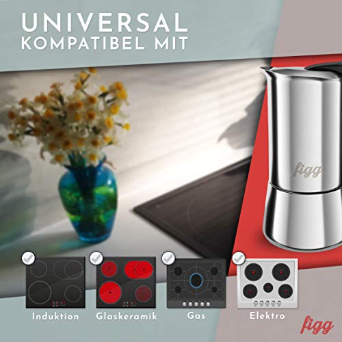 figg Espressokocher Induktion geeignet - Edelstahl - Espressokanne 4-6 Tassen Espresso - 170-235 ml Kaffeekocher mit… – Bild 5