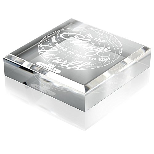 Kate Posh - Be The Change You Wish to See in the World Engraved Keepsake and Paperweight - Graduation Gifts - Motivational Quote - Inspirational Quote - Mahatma Gandhi Quote