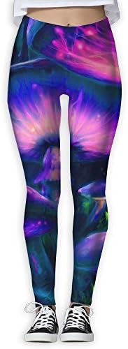 Womens Luminescent Mushrooms Training Yoga Leggings Pants Graphic Printed Full Length Active Leggings Pants For Fall/Winter X-Large!