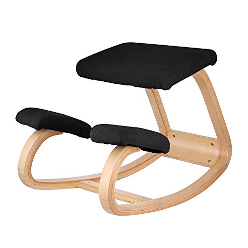 Happybuy Bentwood Ergonomic Kneeling Chair Office Home Black Comfortable Relieve Fatigue Kneeling Chair for Body Shaping Desk Computer Kneeling Chair Stool (Black)