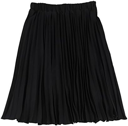 YUNSHANG Women's Elastic Waist Pleated Skirt Knee Length A line Midi Skirt