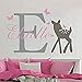 Lovely Custom-made Wall Decal Butterflies Deer Personalized Baby Name Wall Sticker Girls Nursery Room Decal Home Decor-You select name and color