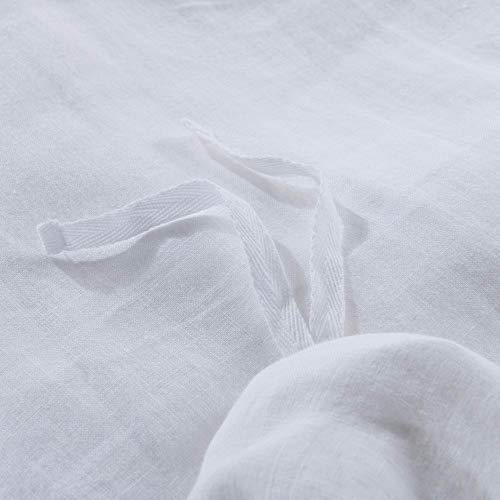 meadow park Stone Washed French Linen Duvet Cover Set 2 Pieces - Super Soft, Twin Size - 68 inches x 90 inches -Sham 20 inches x 26 inches, Basic Style, White Color - Thumbnail 4