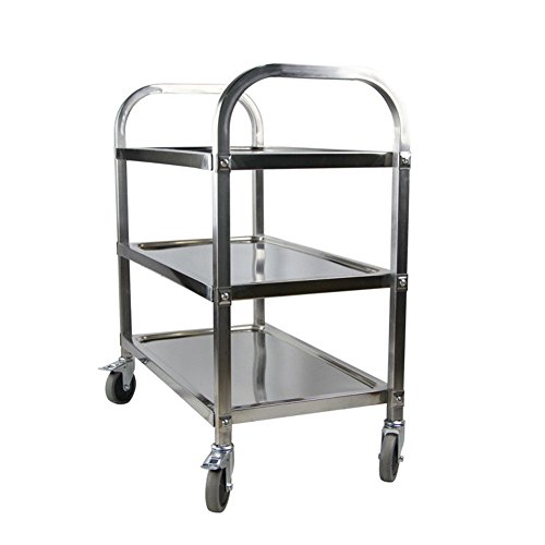 PANO 3 Shelf Stainless Steel Utility Cart with Wheels Service Cart for Kitchen Restaurant Bar, 220lb Capacity
