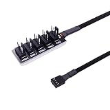 Fancasee 4-Pin PWM Fan Power Supply Cable 1 to 5 Splitter 5 Way PC Case Internal Motherboard Fan Power Extension Cable Cord Wire for ATX Computer Case 4-Pin and 3-Pin Cooling Fans (13 inch, Black)