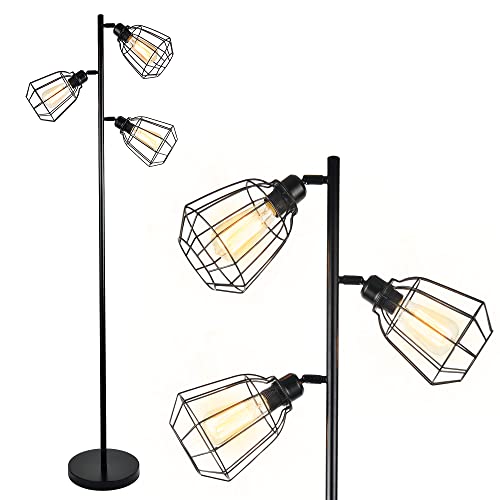 LEONLITE Industrial Floor Lamp, 3 Light Tree Floor Lamp, Free