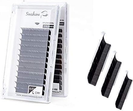 Seashine Factory Individual Volume Eyelash Extension Handmade Factory Price 0.07 Thickness L Curl 8-15MM Single & Mix Length 12 Lines In A Tray Large Stock Delivery Fast (0.07-L-MIX)
