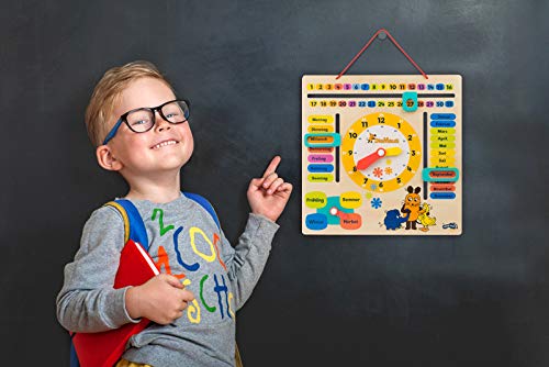 small foot Die Maus Lernuhr mit Kalender aus Holz, erklärt Datum, Jahreszeit und Uhrzeit, für Kinder ab 3 Jahren, 10496 – Bild 4