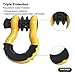 oEdRo D Ring Shackles (2pc) Shackle 4.75 Ton (9500 Lbs) Capacity with 7/8'' Pin, Heavy Duty Off Road Recovery Yellow Shackle with Black Isolator for Vehicle Recovery, Towing, Stump Removal
