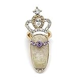 So Beauty Popular Fashion Crown Designs Ladies Girls Gorgeous Gold Mixed Metal Rhinestone Finger Tip Nail Rings#1