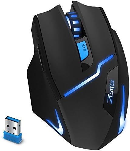 Wireless Gaming Mouse, Wishshopping Professional Cordless Optical Mouse Adjustable LED Gaming Mice 3 DPI Levels 6 Buttons 2.4 GHz with USB Receiver for PC Mac Netbook Desktop Laptop Pro Gamer