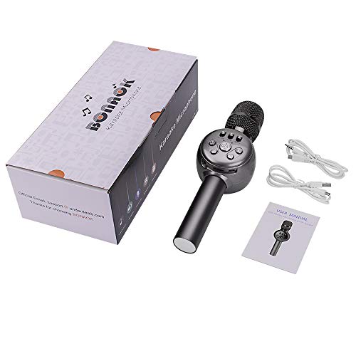 BONAOK Wireless Bluetooth Karaoke Microphone with Dynamic LED Light