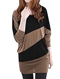 Allegra K Women's Color Block Batwing Sleeves Blouson Tunic