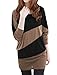 Allegra K Lady Batwing Sleeves Color Block Blouson Tunic M Light Coffee