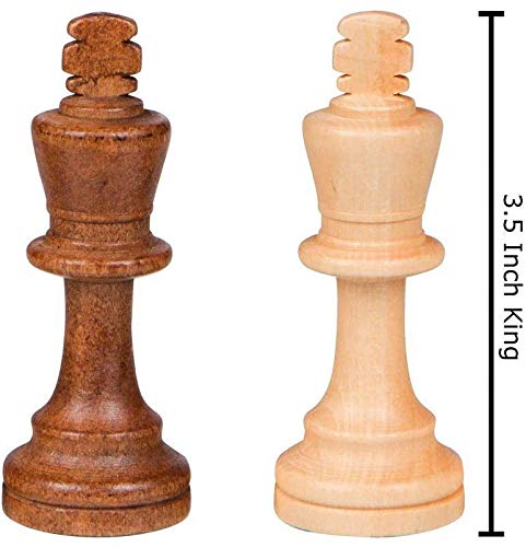 NiSotieb Wooden Chess Pieces/Wood Chess Pieces only Without Board for Replacement of Missing Pieces 3.5 inch King Chess Pieces Figure (3.5 inches)