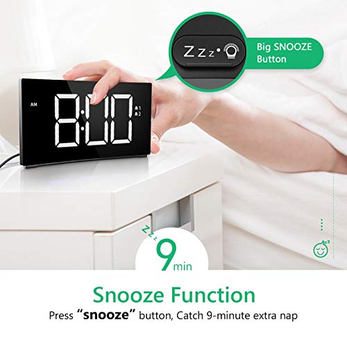 PICTEK Alarm Clock, Digital Clock with Dual Alarm, 6Level Brightness