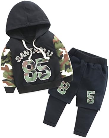 SPRMAG Kids Boys Military Camo Sweatshirts Hoodies Sports Pants Tracksuits Outfits Sets 5T