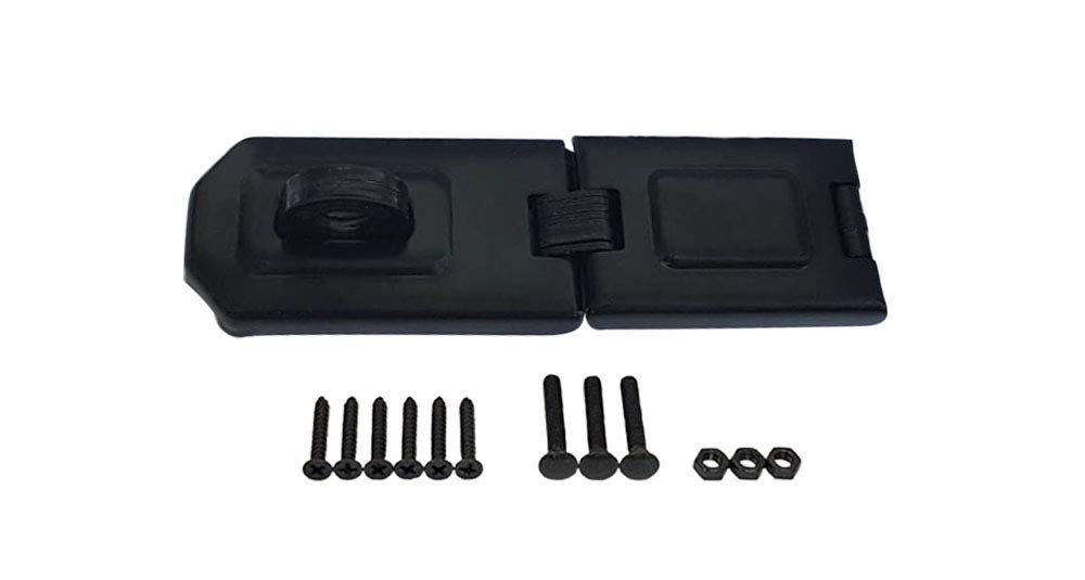 Photo 1 of QCAA Extra Heavy Duty Concealed Safety Hasp, Flexible Link, with Hardened Staple, 6-1/4" Single Flexible, Black Coated, 1 Pack
