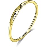 Q&D&S 14K Gold plated Memorial Rings For Women, Tiny Heart With Wings Angel ring,Stackable Personalized Gift Jewelry,Sympathy Memorial Jewelry for Loss of Loved One