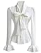 PrettyGuide Women Ruffle Victorian Blouse 50's Retro Silky Bow Tie Steampunk Shirts Tops