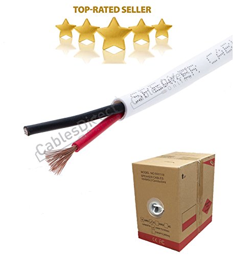 500FT Oxygen Free Pure Copper 16/2 Bulk Speaker Wire 16AWG CL2 In Wall Audio Cable (16/2)