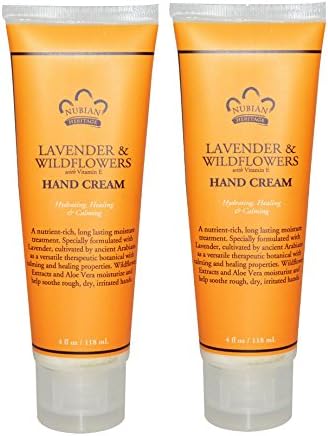 Nubian Lavender and Wildflowers Hand Cream (Pack of 2) With Vitamin E and Shea Butter, 4 fl. oz. Each