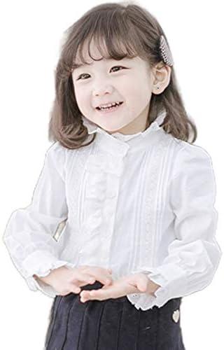 Baobao Kids Shirt 子ども シャツ ガールズ ブラウス 女の子 長袖 フリフリ刺繍 レースシャツブラウス ホワイトシャツ 丸襟 フォーマル キッズ デポー Baobao Kids Shirt 子ども シャツ ガールズ ブラウス 女の子 長袖 フリフリ刺繍 レースシャツブラウス ホワイトシャツ 丸襟 フォーマル キッズ デポー