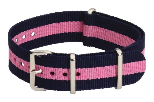Clockwork Synergy Classic Nylon Nato watch straps bands (20mm, Navy / Pink)