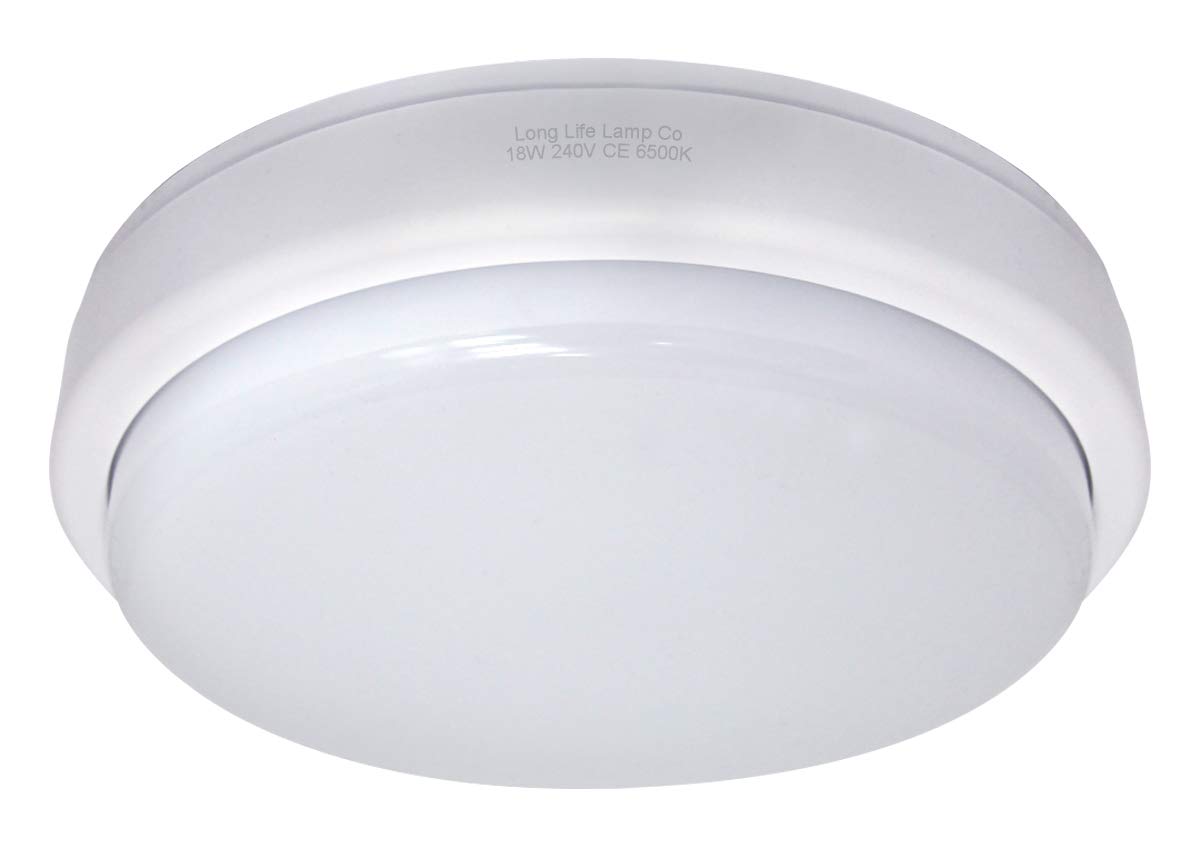 Long Life Lamp Company 18w High Brightness Round LED Flush Mount Ceiling Light 6500k 1440 Lumens Ideal for Bathrooms Bedrooms Loftroom Storeroom