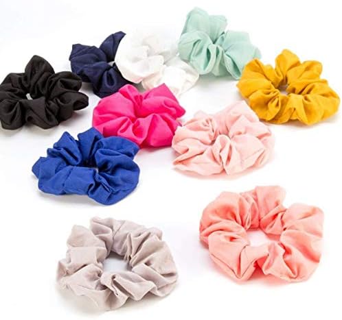 10 Pack Hair Scrunchies Women's Chiffon Flower Hair Bow Chiffon Ponytail Holders (A)