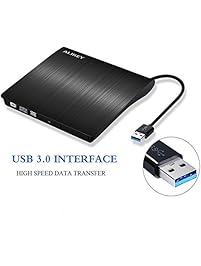 External DVD Drive,Lastest USB 3.0 Slim Portable CD/DVD-RW Rewriter Burner Drive for Laptop Notebook PC Desktop Computer Support Windows/ Vista/7/8.1/10, Mac OSX (Black)
