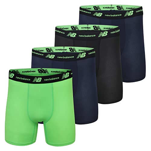 New Balance Men's Standard Mesh 5" with Fly Boxer Brief (4Pack), Black